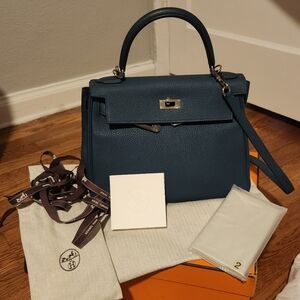 Hermes Kelly 28 K28 Bleu Colvert PHW